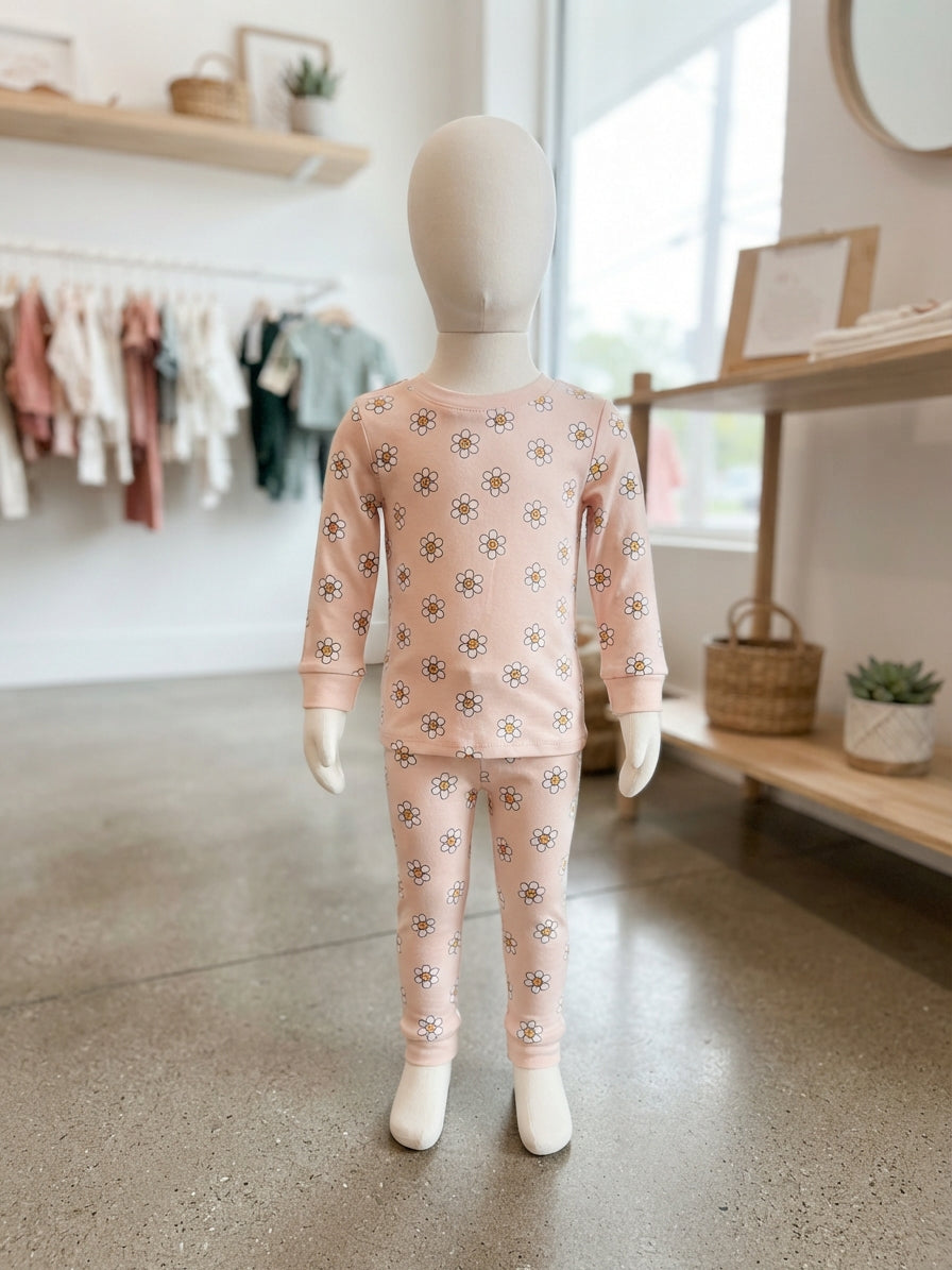 Pastel Daisy Long-Sleeve Lounge Set