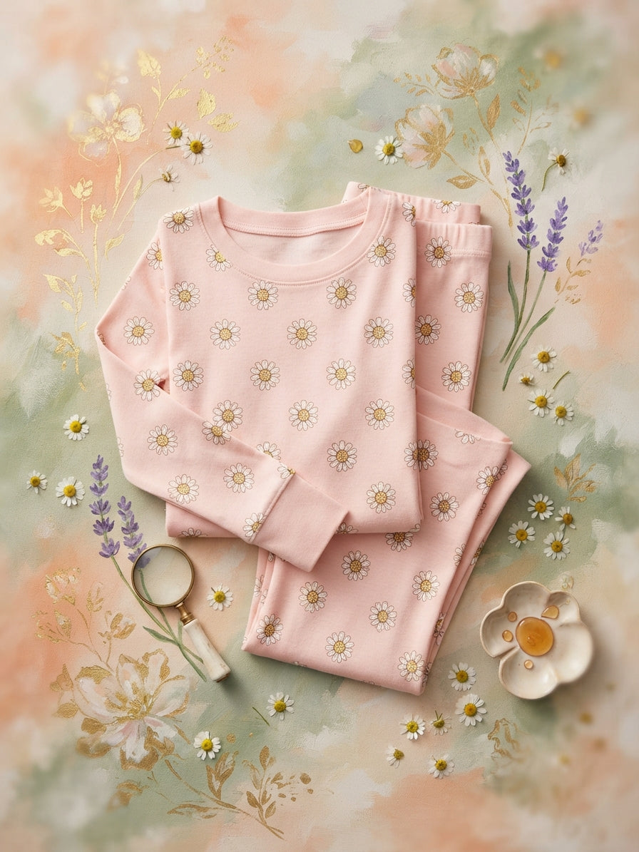 Pastel Daisy Long-Sleeve Lounge Set