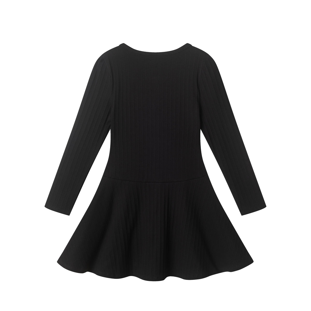 Tween Girls Ribbed Henley Dress | Black