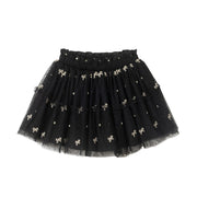 Tiered Tulle Skirt | Black & Gold Bows
