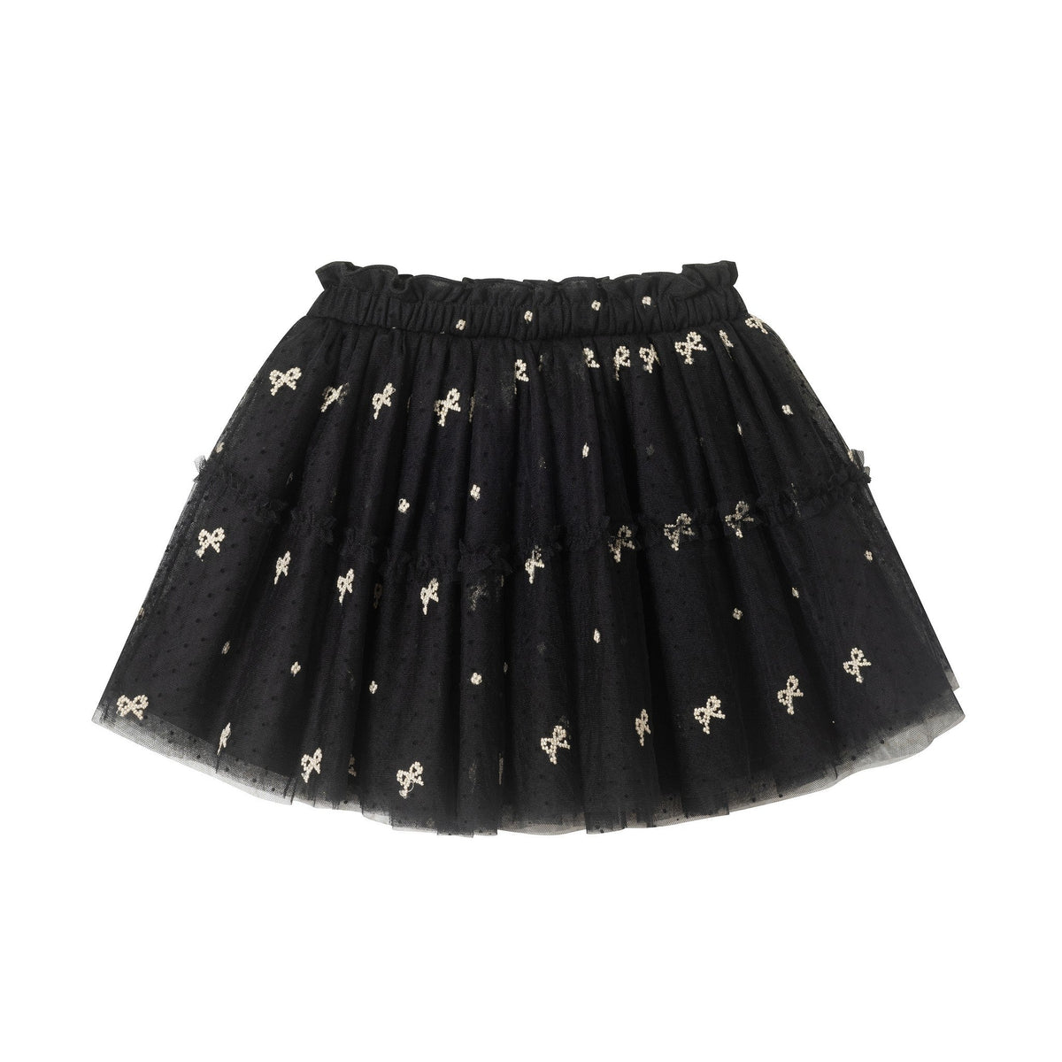Tiered Tulle Skirt | Black & Gold Bows