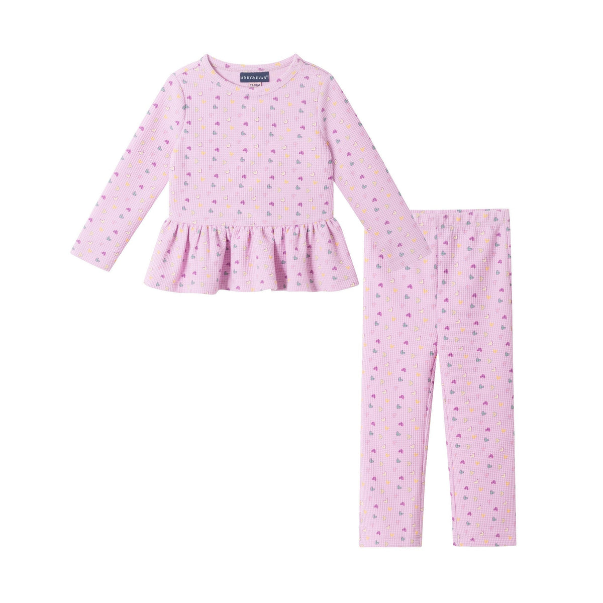 Infant Waffle Lounge Set | Pink Heart