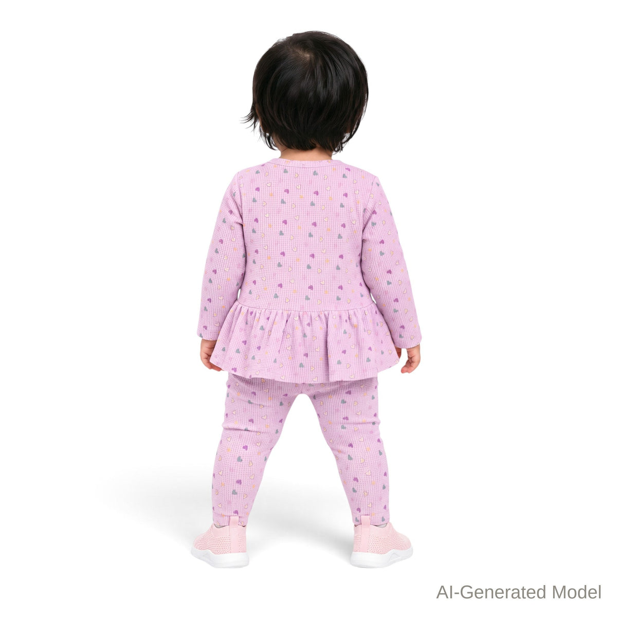 Infant Waffle Lounge Set | Pink Heart