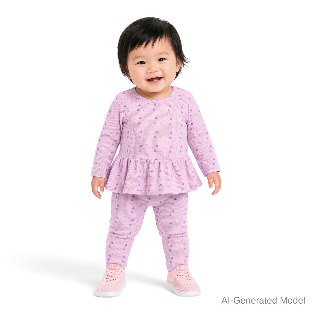 Infant Waffle Lounge Set | Pink Heart