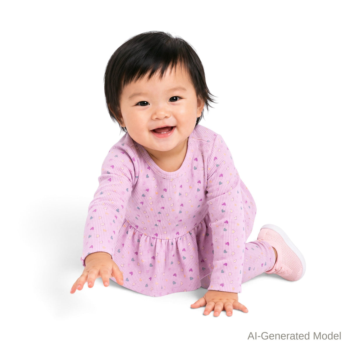 Infant Waffle Lounge Set | Pink Heart