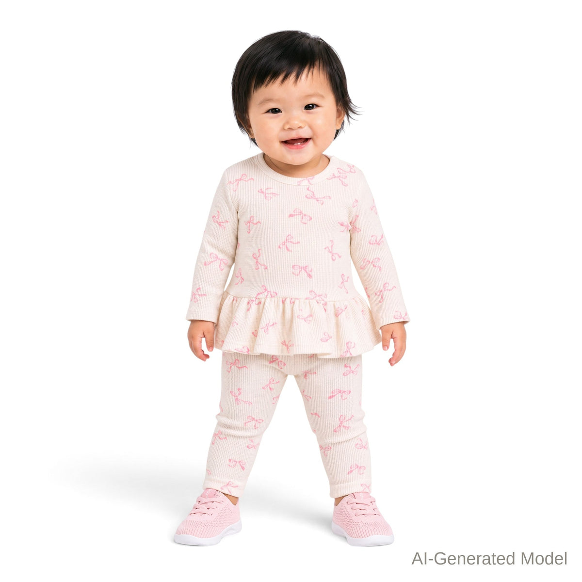 Infant Waffle Lounge Set | Pink Bow