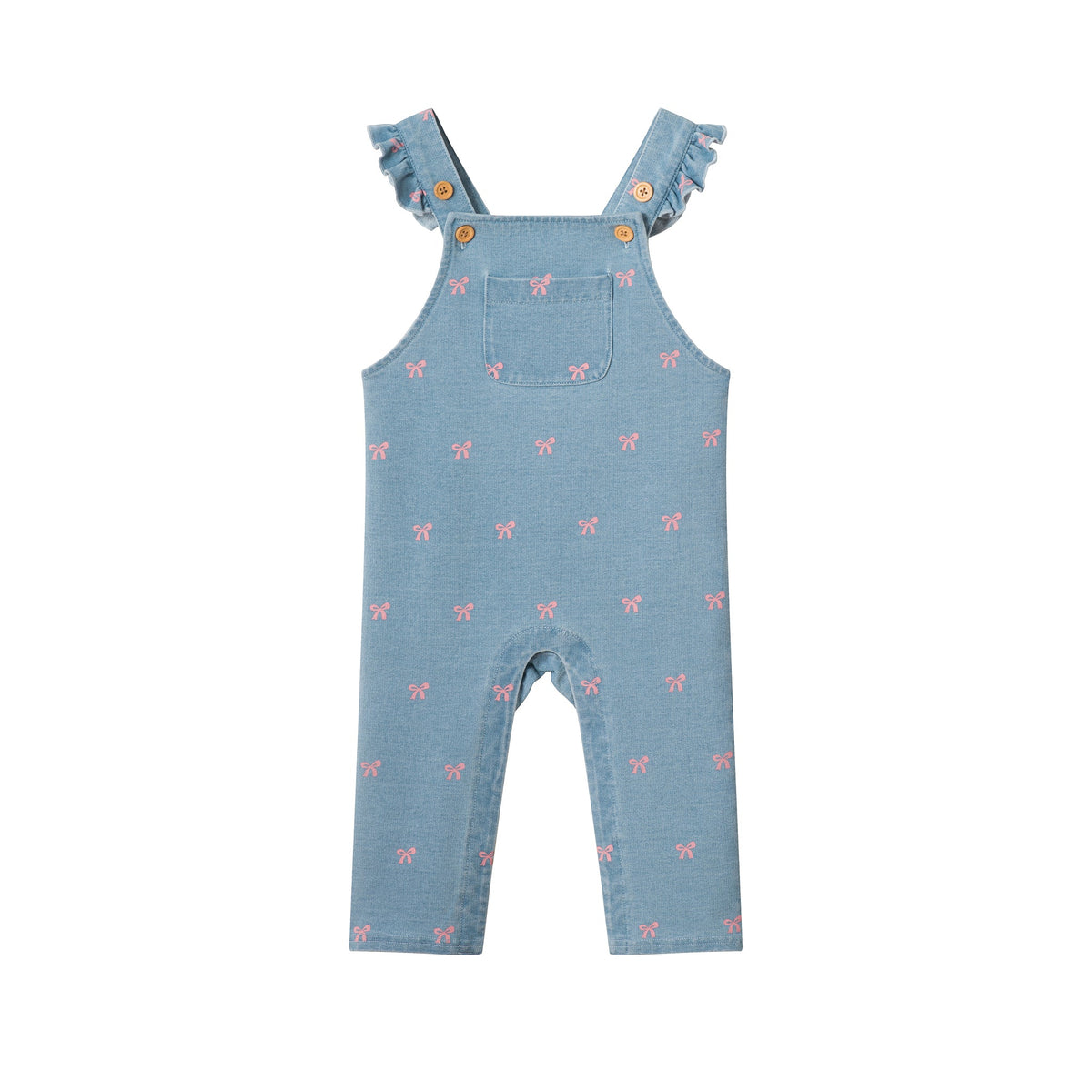 Infant Knit Denim Overall Set | Pink Bows