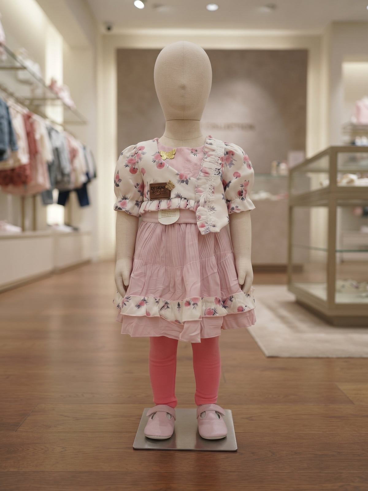 Pink Floral Toddler Dress & Leggings Set