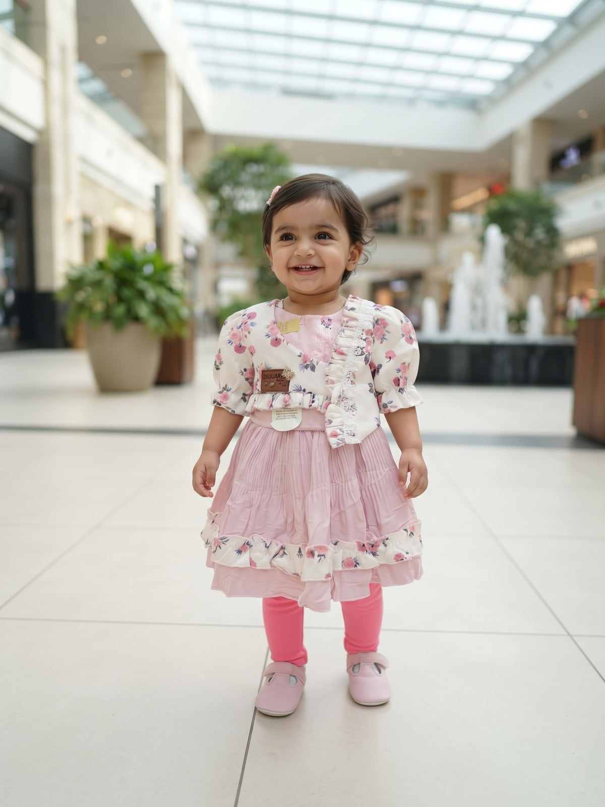Pink Floral Toddler Dress & Leggings Set