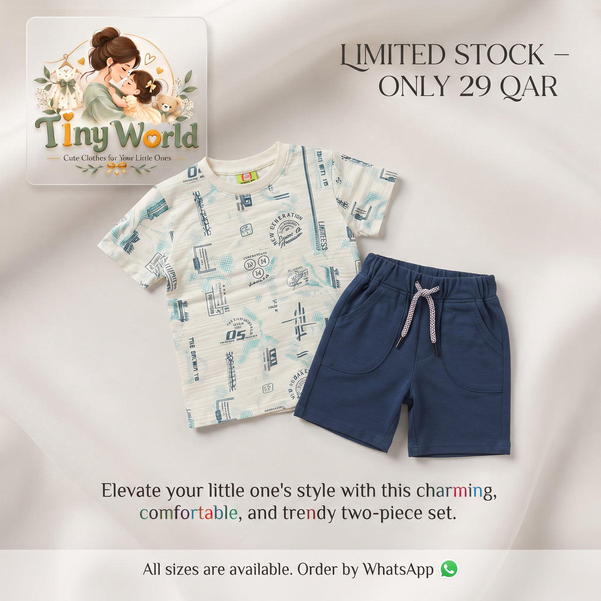 Blue Printed T-Shirt and Shorts Set for Boys