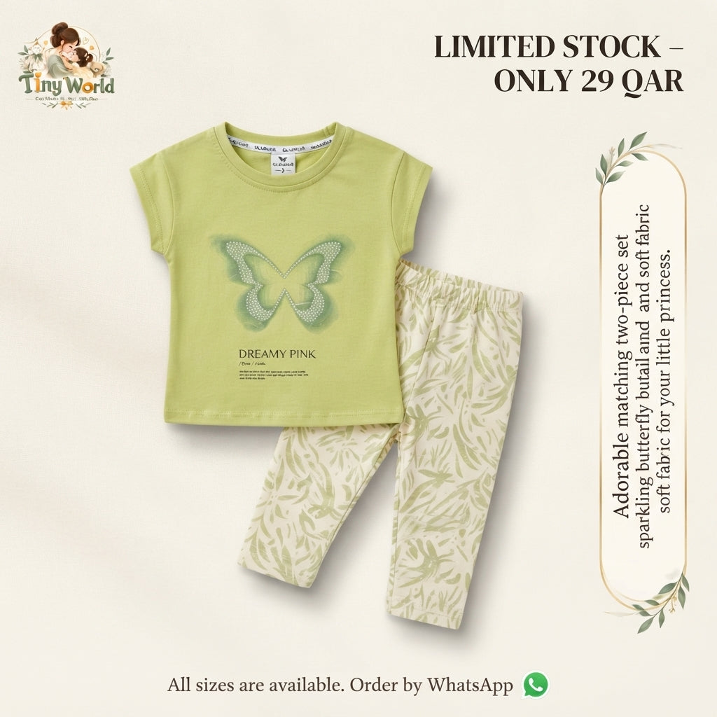 Whisper Wind Green Butterfly Outfit Set