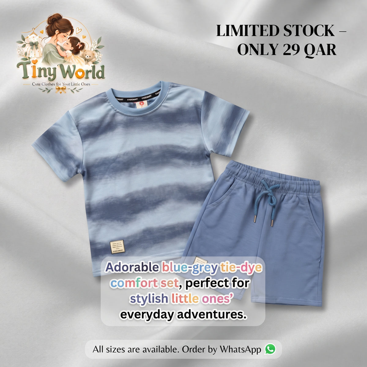 Blue Ombre Stripe T-Shirt and Shorts Set