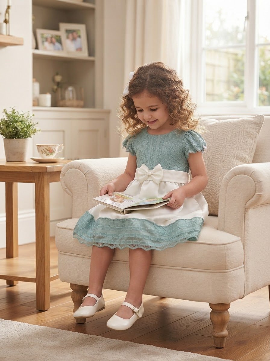 Little Princess Mint & White Occasion Dress Set