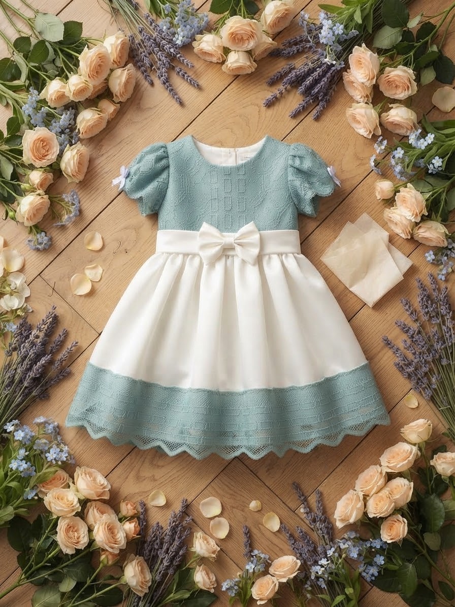 Little Princess Mint & White Occasion Dress Set