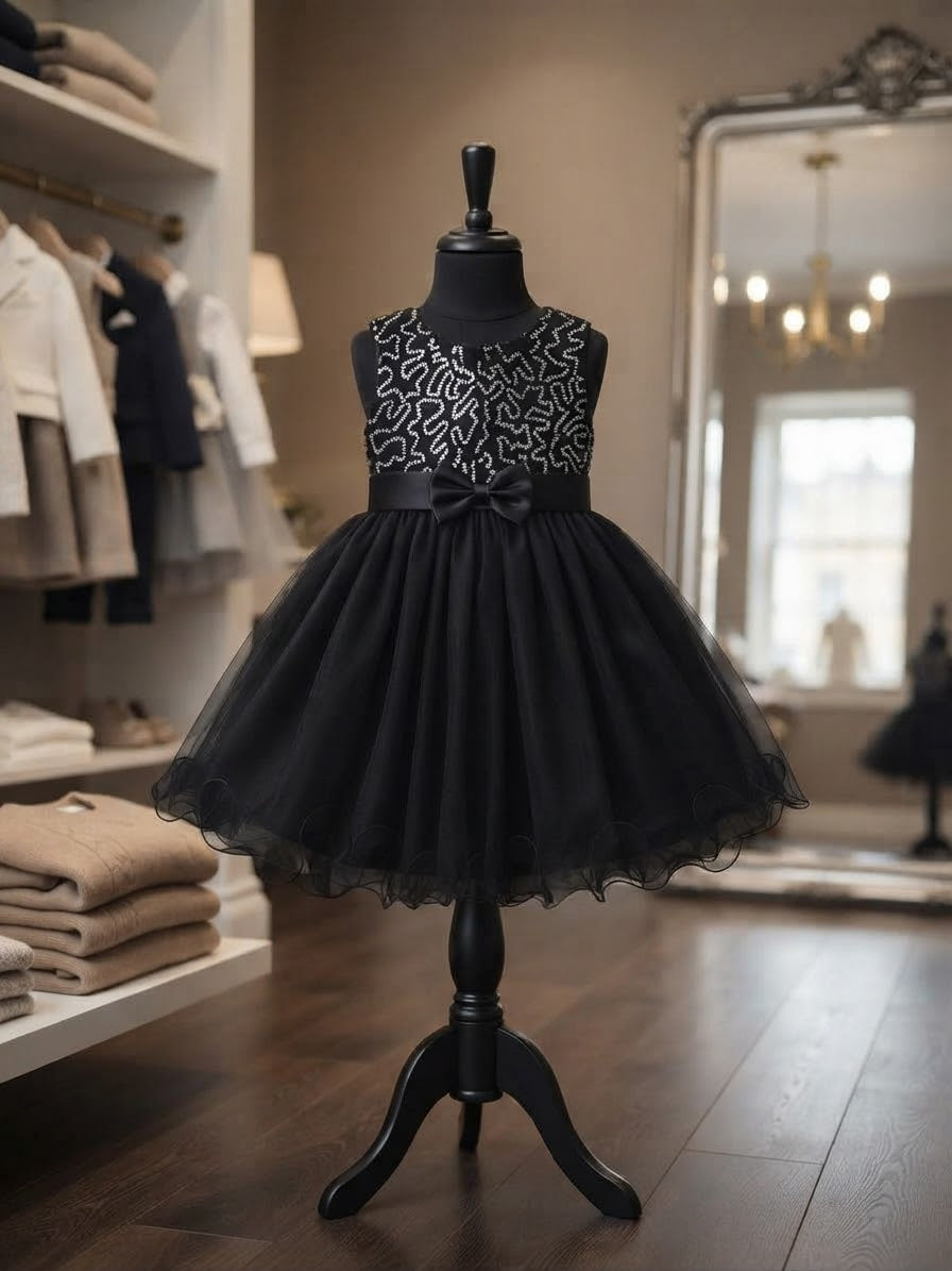 Dazzling Black Princess Dress with Sparkle Bodice & Tulle Skirt