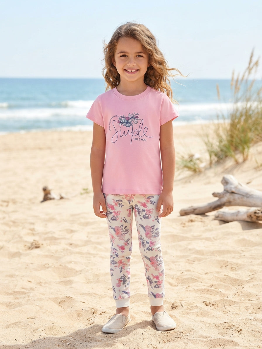 Blush & Botanicals Toddler Cotton Lounge pink set