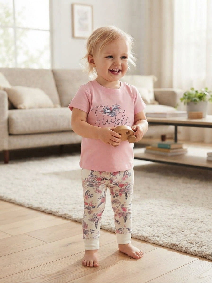 Blush & Botanicals Toddler Cotton Lounge pink set