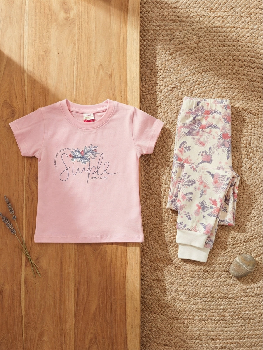 Blush & Botanicals Toddler Cotton Lounge pink set