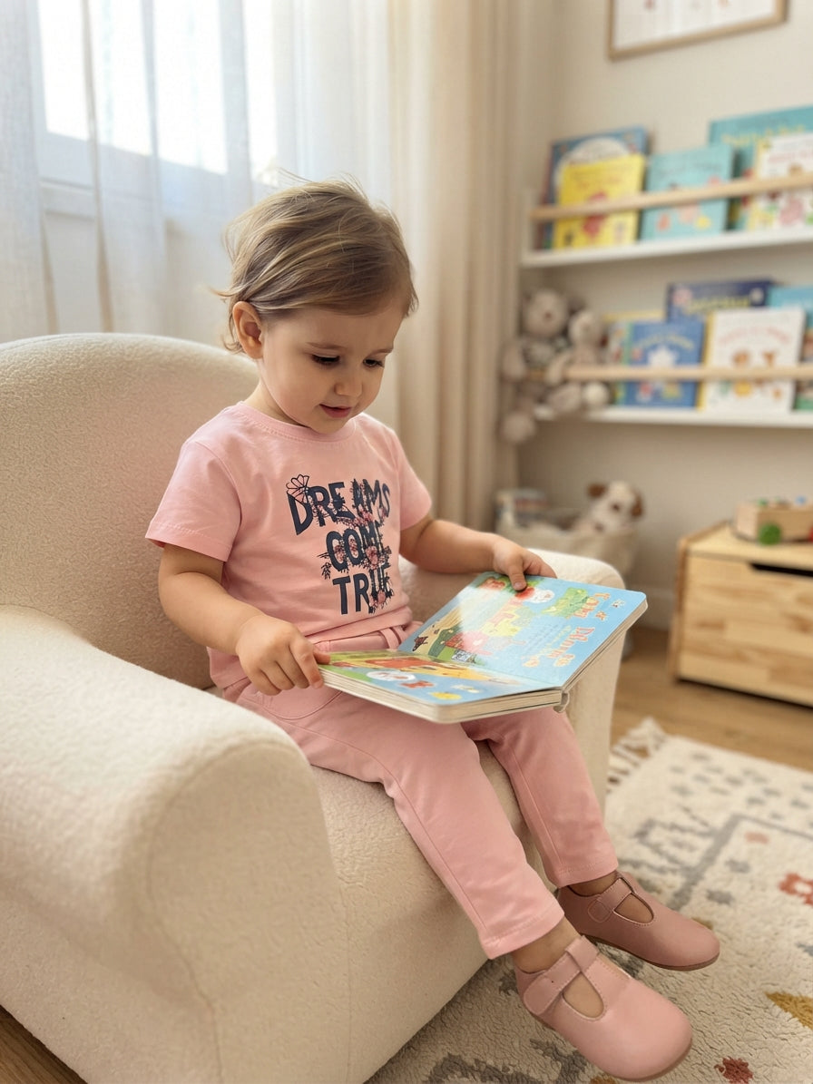 "Dreams Come True" Soft Pink Cotton Kids Lounge & Play Set