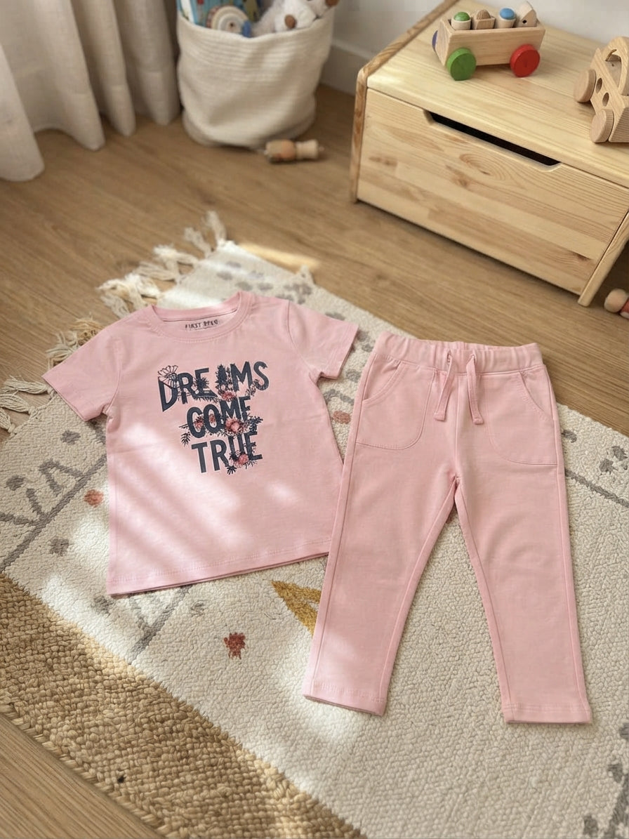 "Dreams Come True" Soft Pink Cotton Kids Lounge & Play Set