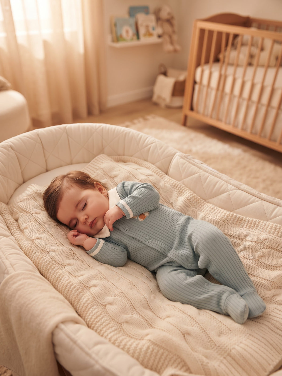 Little Dreams Rib-Knit Baby Romper with Contrast Collar and Elephant Patch