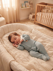 Little Dreams Rib-Knit Baby Romper with Contrast Collar and Elephant Patch