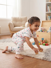 Baby Girls "Magic" Cloud & Star Print Half-Sleeve & Trouser Set