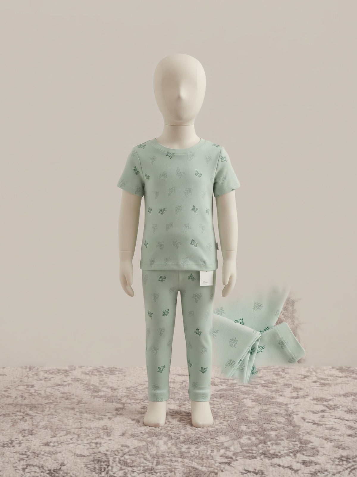Mint Green Bow Print Half-Sleeve & Trouser Set