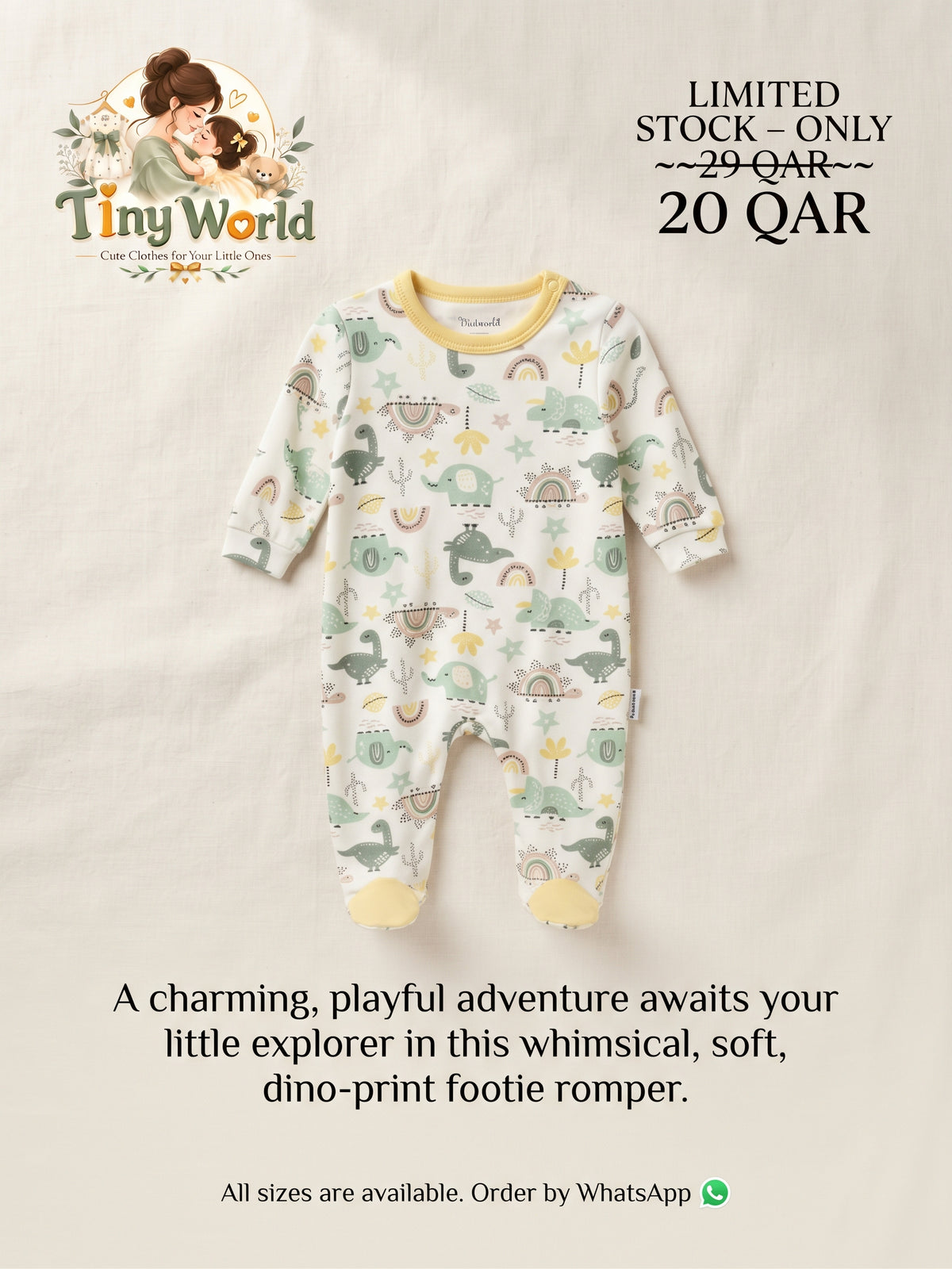 ✨ Whimsical Dino Footie Romper