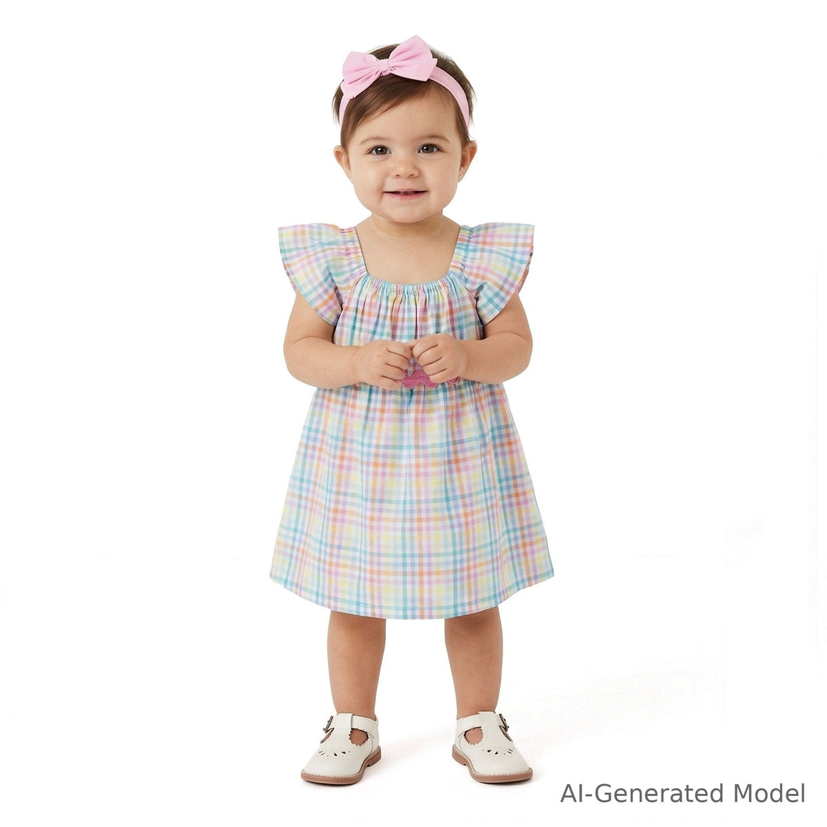 Infant Girls Plaid Dress Set | White Plaid
