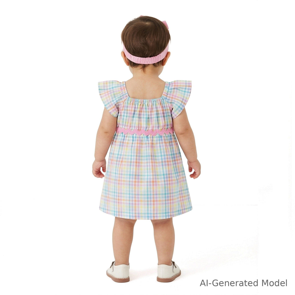 Infant Girls Plaid Dress Set | White Plaid