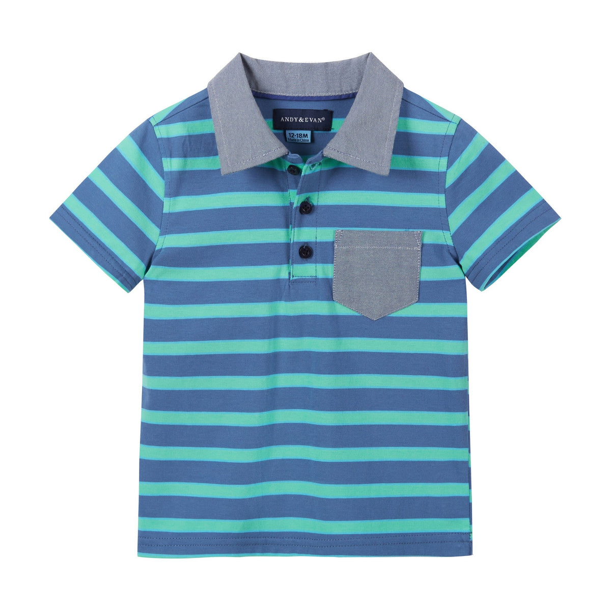 Infant Boys Pique Polo Set | Blue Stripe