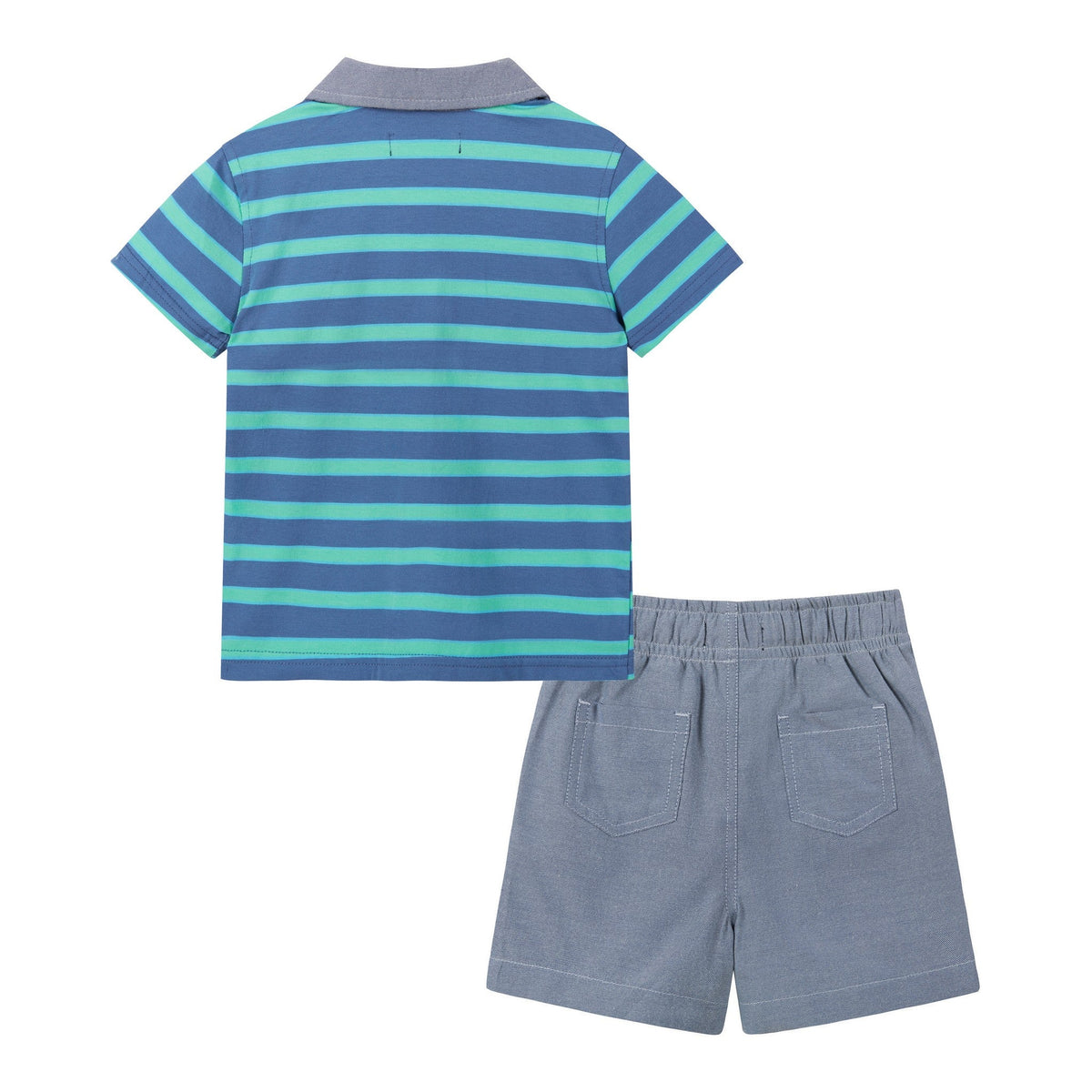 Infant Boys Pique Polo Set | Blue Stripe