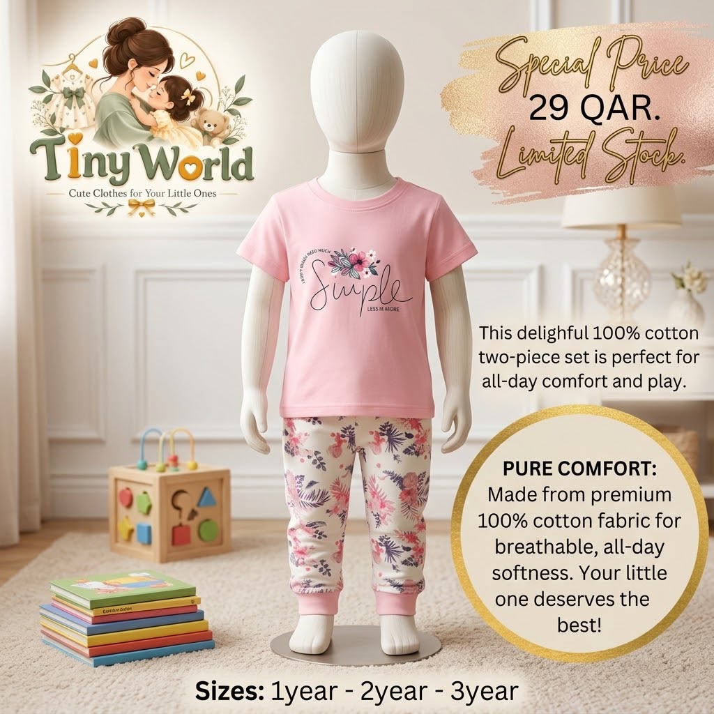 Blush & Botanicals Toddler Cotton Lounge pink set