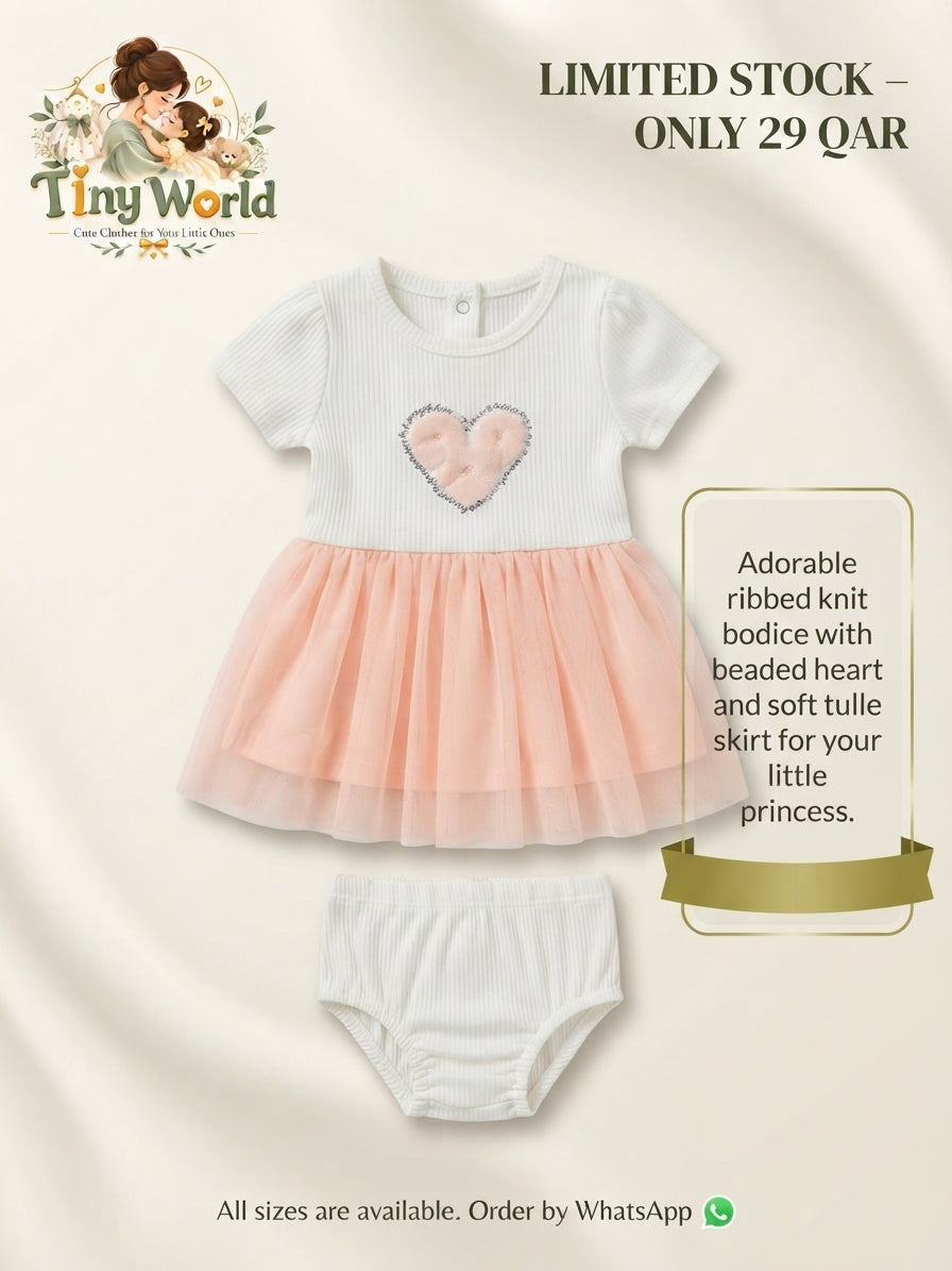 Sweet Peach Heart Tutu Dress Set 2 Piece – Adorable & Chic