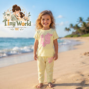 Toddler Yellow Jersey Lounge Set | Cute Graphic T-Shirt & Matching Trousers
